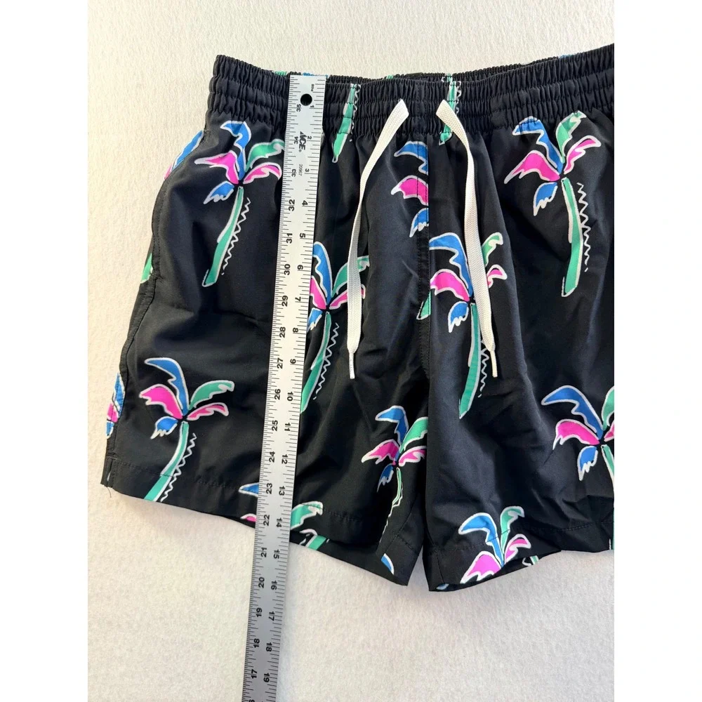 Chubbies Mens Swim Trunks Medium Black Neon Palm Tree 5.5 Inseam Mesh Lined
